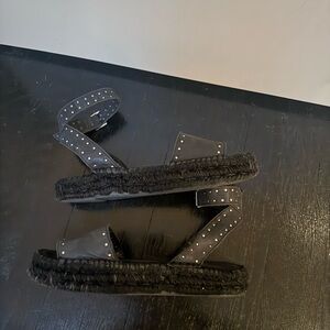 Alohas Studded Black Espadrille Sandals